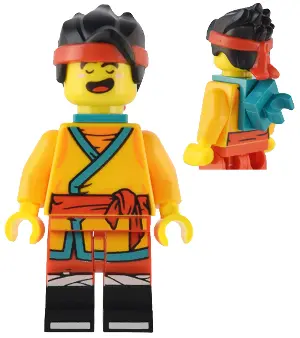 Monkie Kid - Bright Light Orange Robe, Dark Turquoise Neck Bracket and Clip, Angry / Happy