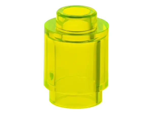 Trans-Neon Green Brick, Round  1 x 1