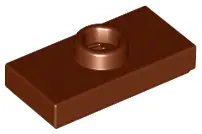 Reddish Brown Plate, Modified 1 x 2 with 1 Stud with Groove (Jumper)
