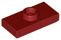 Dark Red Plate, Modified 1 x 2 with 1 Stud with Groove (Jumper)