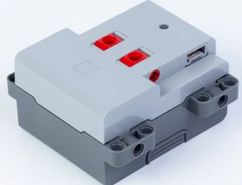 Light Bluish Gray Electric 9V Battery Box Powered Up with 2 Switches and Dark Bluish Gray Bottom - C