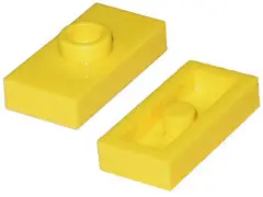 Yellow Plate, Modified 1 x 2 with 1 Stud without Groove (Jumper)