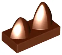 Reddish Brown Tile, Modified 1 x 2 with 2 Teeth Vertical