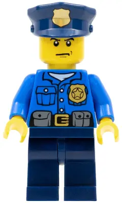 Police - City Officer, Gold Badge, Police Hat, Scowl