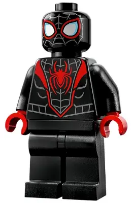 Spider-Man (Miles Morales) - Dark Bluish Gray Webbing on Head, Red Hands