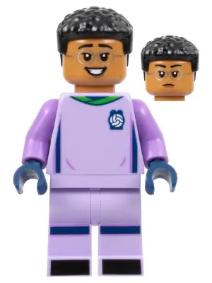 Soccer Goalie, Female, Lavender Uniform, Medium Nougat Skin, Short Black Hair