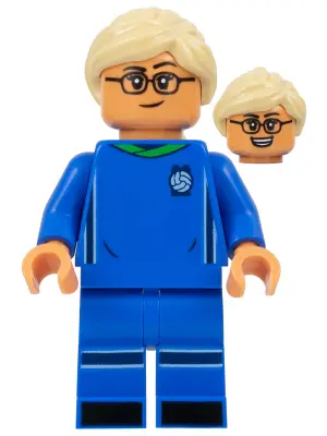 Soccer Player, Female, Blue Uniform, Nougat Skin, Tan Ponytail, Glasses