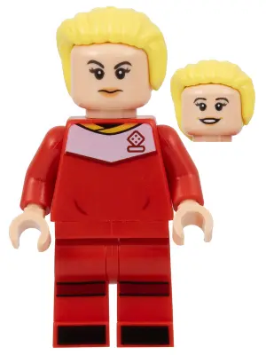 Soccer Player, Female, Red Uniform, Light Nougat Skin, Bright Light Yellow Hair Swept Back