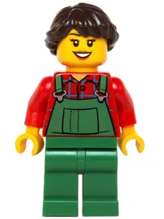 Overalls Farmer Green, Dark Brown French Braided Female Hair