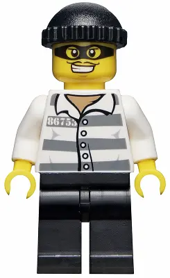 Police - Jail Prisoner 86753 Prison Stripes, Black Knit Cap, Mask