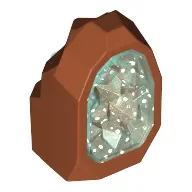 Dark Orange Rock 1 x 1 Geode with Molded Glitter Trans-Light Blue Crystals Pattern