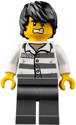 Mountain Police - Jail Prisoner 86753 Prison Stripes, Black Tousled Hair