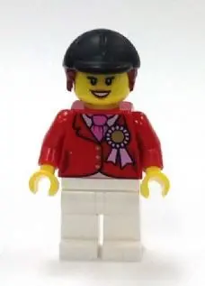 Red Riding Jacket with Award Ribbon, White Legs, Black Riding Helmet