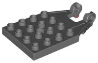 Dark Bluish Gray Duplo, Plate 4 x 4 with 16 Studs and Hinge with Red Gaskets