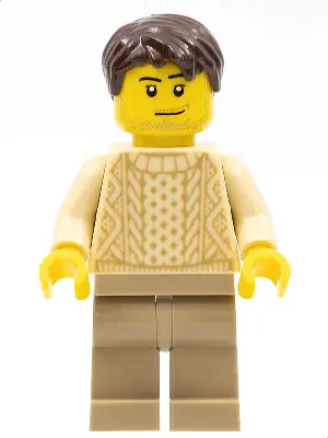 Race Visitor - Male, Tan Knit Sweater, Dark Tan Legs, Dark Brown Short Tousled Hair, Stubble
