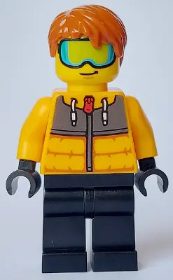 Male - Bright Light Orange Jacket, Black Legs, Dark Orange Hair, Ski Goggles
