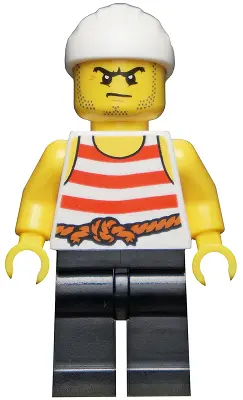 Pirate 8 - Red and White Stripes, Black Legs, Scowl