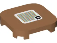 Medium Nougat Tile, Modified 4 x 4 with Rounded Corners and 4 Feet with Super Mario Scanner Code 2 A
