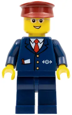 Steward - Dark Blue Suit with Train Logo, Dark Blue Legs, Dark Red Hat, Glasses