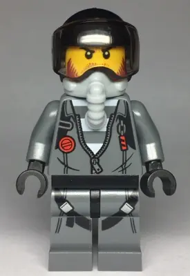 Sky Police - Jail Prisoner Jacket over Prison Stripes, Black Helmet, Oxygen Mask