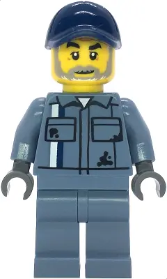 Scrapyard Worker - Male, Sand Blue Mechanic Uniform, Sand Blue Legs, Dark Blue Cap, Beard