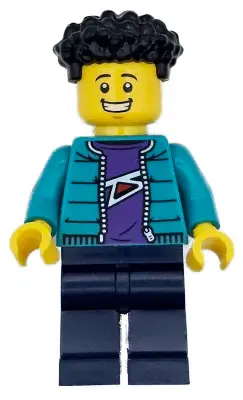 Race Photographer - Male, Dark Turquoise Jacket, Dark Blue Legs, Black Coiled Hair