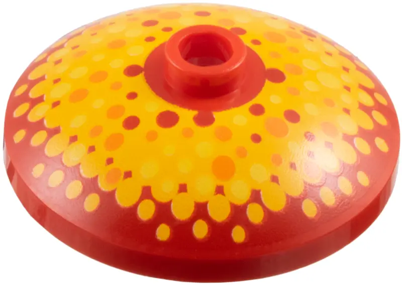 Dish 3 x 3 Inverted (Radar) with Bright Light Orange, Bright Light Yellow, and Orange Dots Pattern