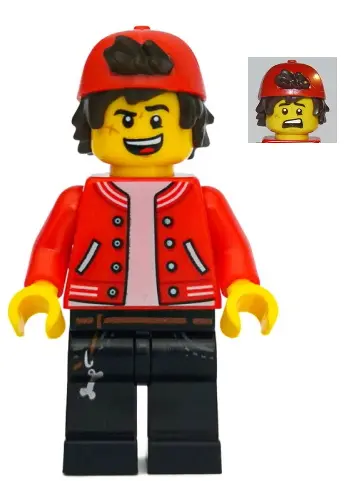 Jack Davids - Red Jacket with Backwards Cap (Open Mouth Smile / Scared)