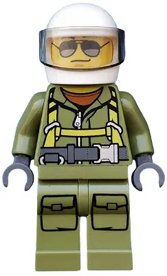 Volcano Explorer - Male Worker, Suit with Harness, White Helmet, Trans-Brown Visor, Sunglasses