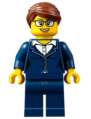 Businesswoman - Dark Blue Pants Suit, Glasses