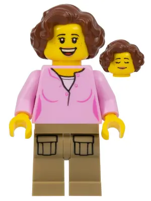 Hiker, Female Parent, Pink Shirt, Dark Tan Legs