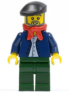 Dark Blue Jacket, Light Blue Shirt, Dark Green Legs, Red Bandana, Black Beret