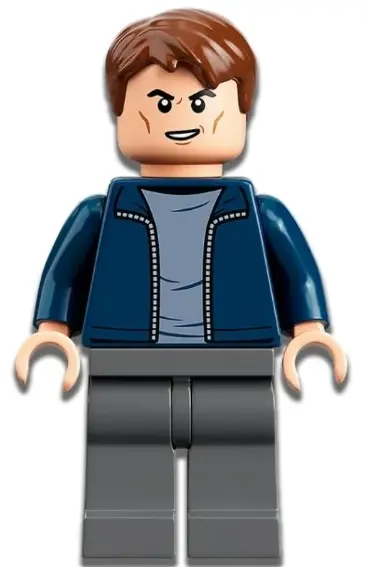 Security Guard - Male, Dark Blue Jacket, Dark Bluish Gray Legs, Reddish Brown Hair