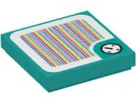Dark Turquoise Tile 2 x 2 with Super Mario Scanner Code Time Block / Timer / Clock Pattern (Sticker)