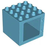 Medium Azure Duplo Door / Window Frame 4 x 4 x 3 Thick Top