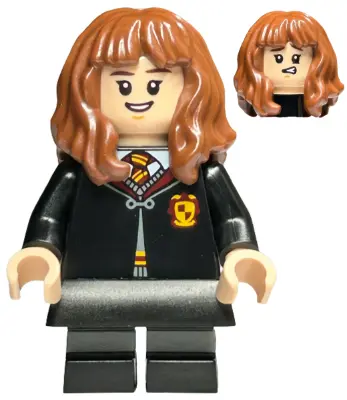 Hermione Granger - Gryffindor Robe Clasped, Black Skirt, Black Short Legs with Dark Bluish Gray Stri