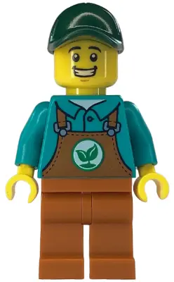 Gardener - Male, Dark Orange Overalls over Dark Turquoise Shirt, Dark Orange Legs, Dark Green Cap