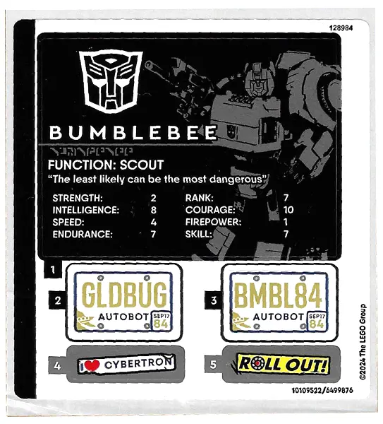 Sticker Sheet for Set 10338 - (10109522/6499876)