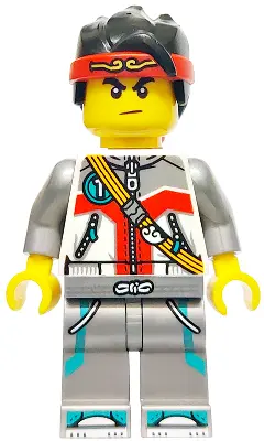 Monkie Kid - White Jacket with Zippers, Flat Silver Legs