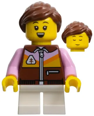 Child - Girl, Reddish Brown Jacket, White Short Legs, Reddish Brown Ponytail, Freckles